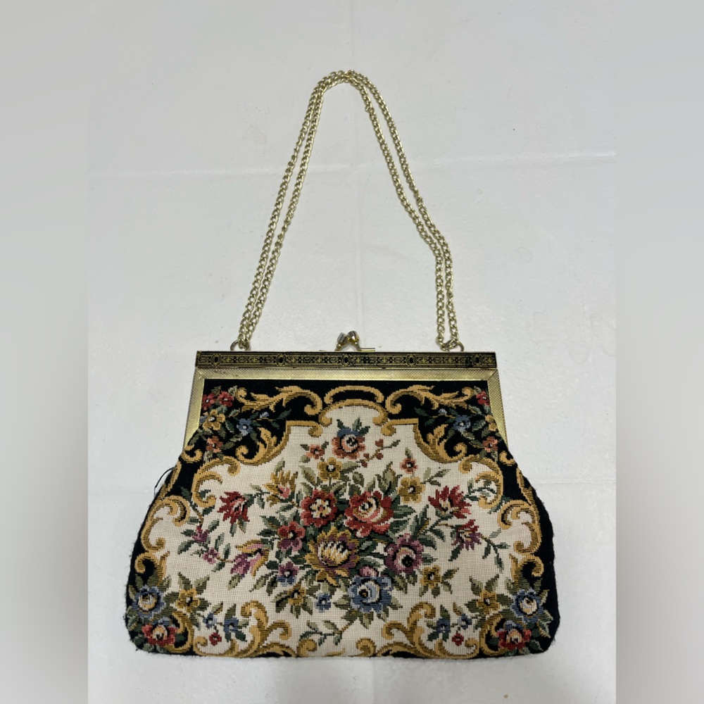 Vintage Tapestry Purse Gold Clasp